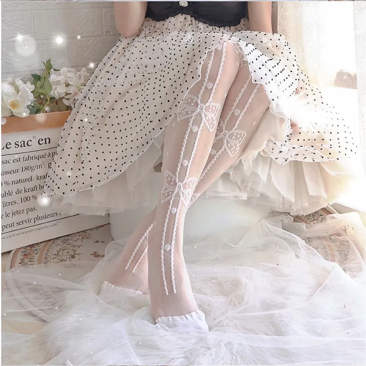 Sweet Dots Bows Over Knee Socks