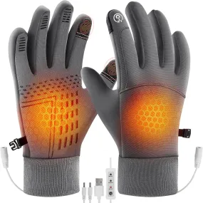 USB Heated Gloves for Men Women, Full Finger Hand Warmers Gloves 3 Levels Temperature Thermal Heated Mittens Double-Sided Heating Hand Warmers Winter Gifts for Outdoor Skiing Cycling