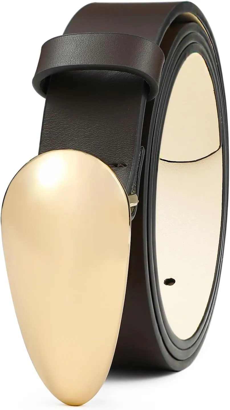 Women Leather Belt Fashion Belt for Women Gold Buckle Perfect for Jeans