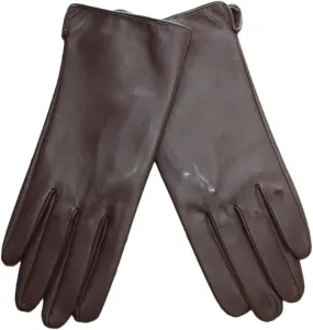 Women Sheepskin Touch Screen Gloves Single Leather Thin Unlined Classic Solid Straight Driving Gloves