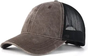 Zylioo XXL Oversize Washed Trucker Cap,Adjustable Mesh Trucker Hats,Soft Crown Running Hat for Big Heads