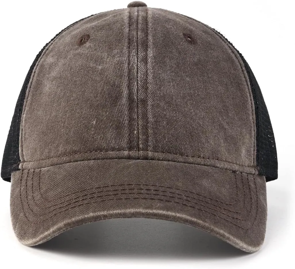 Zylioo XXL Oversize Washed Trucker Cap,Adjustable Mesh Trucker Hats,Soft Crown Running Hat for Big Heads