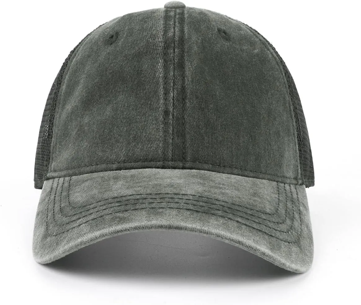 Zylioo XXL Oversize Washed Trucker Cap,Adjustable Mesh Trucker Hats,Soft Crown Running Hat for Big Heads