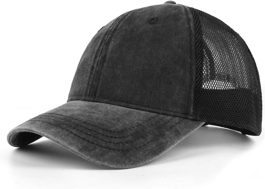 Zylioo XXL Oversize Washed Trucker Cap,Adjustable Mesh Trucker Hats,Soft Crown Running Hat for Big Heads