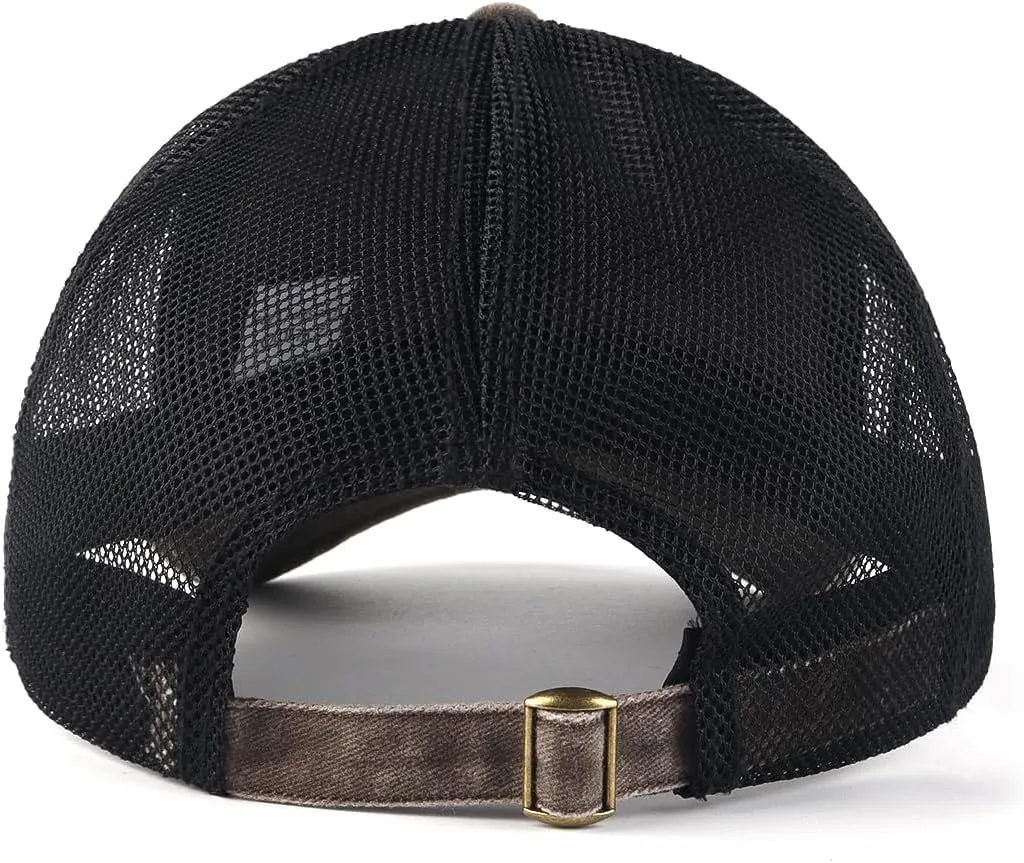 Zylioo XXL Oversize Washed Trucker Cap,Adjustable Mesh Trucker Hats,Soft Crown Running Hat for Big Heads