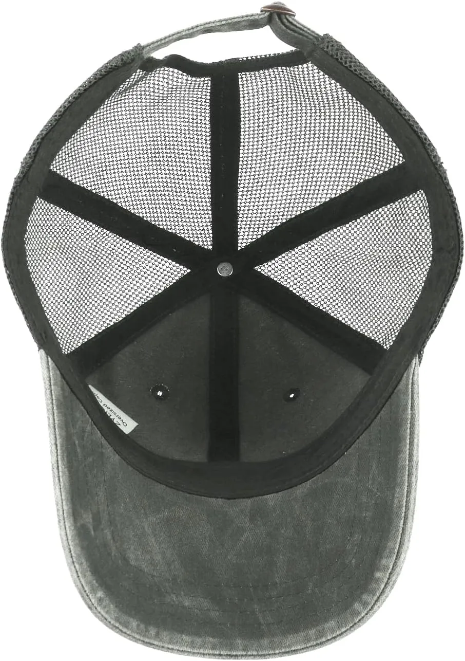 Zylioo XXL Oversize Washed Trucker Cap,Adjustable Mesh Trucker Hats,Soft Crown Running Hat for Big Heads