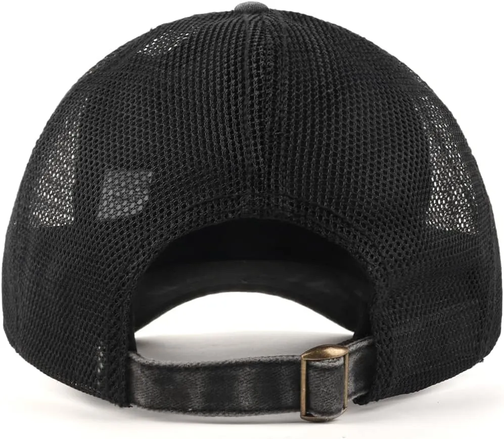 Zylioo XXL Oversize Washed Trucker Cap,Adjustable Mesh Trucker Hats,Soft Crown Running Hat for Big Heads