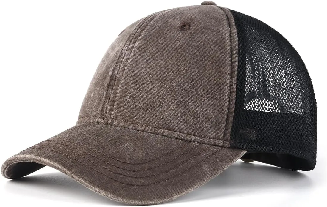 Zylioo XXL Oversize Washed Trucker Cap,Adjustable Mesh Trucker Hats,Soft Crown Running Hat for Big Heads