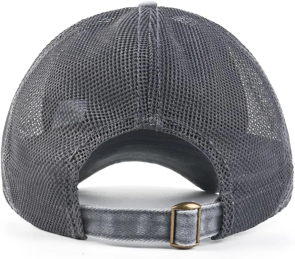 Zylioo XXL Oversize Washed Trucker Cap,Adjustable Mesh Trucker Hats,Soft Crown Running Hat for Big Heads