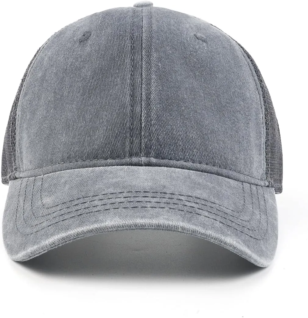 Zylioo XXL Oversize Washed Trucker Cap,Adjustable Mesh Trucker Hats,Soft Crown Running Hat for Big Heads