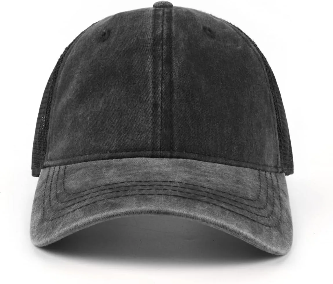 Zylioo XXL Oversize Washed Trucker Cap,Adjustable Mesh Trucker Hats,Soft Crown Running Hat for Big Heads