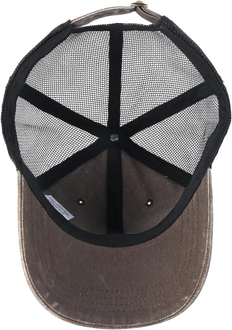 Zylioo XXL Oversize Washed Trucker Cap,Adjustable Mesh Trucker Hats,Soft Crown Running Hat for Big Heads