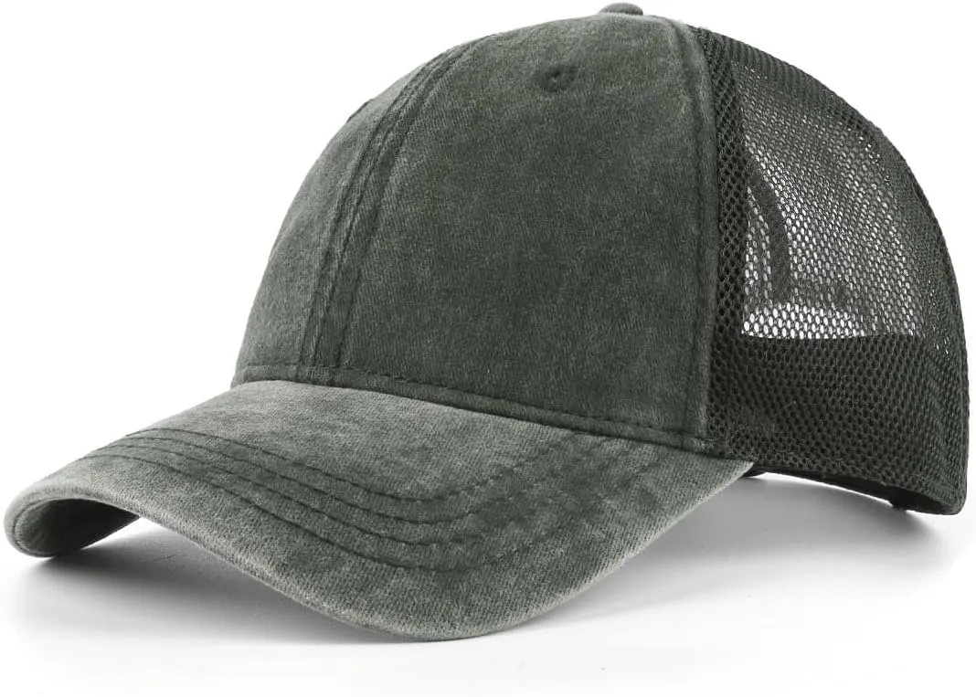 Zylioo XXL Oversize Washed Trucker Cap,Adjustable Mesh Trucker Hats,Soft Crown Running Hat for Big Heads